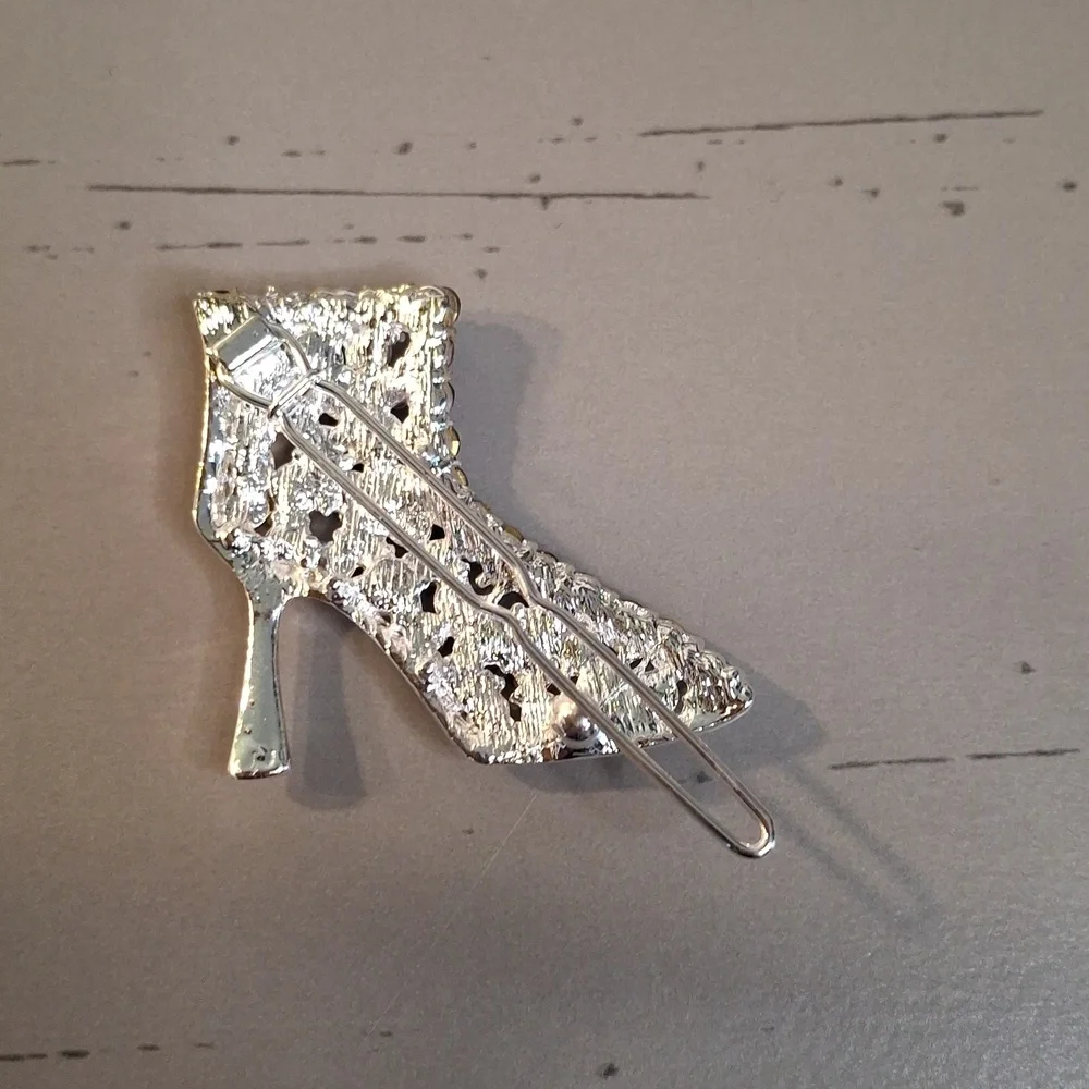 Purple Rhinestone High Heel Barette